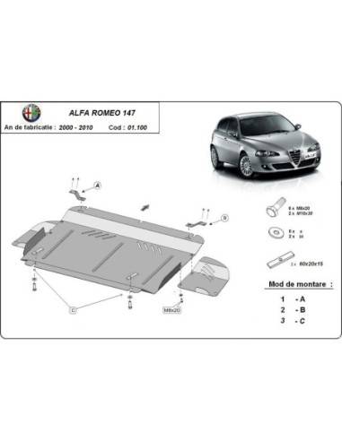 Cubre carter metalico Alfa Romeo 147 "01.100" (Desde 2000 hasta 2010)