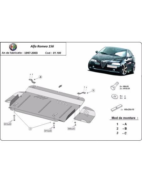 Cubre carter metalico Alfa Romeo 156 "01.100" (Desde 1997 hasta 2003)