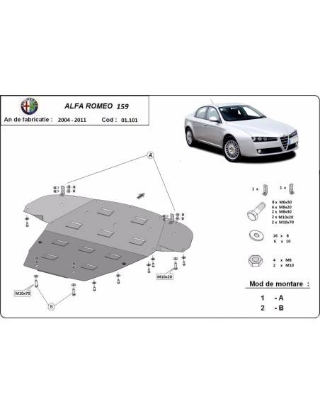 Cubre carter metalico Alfa Romeo 159 "01.101" (Desde 2004 hasta 2011)