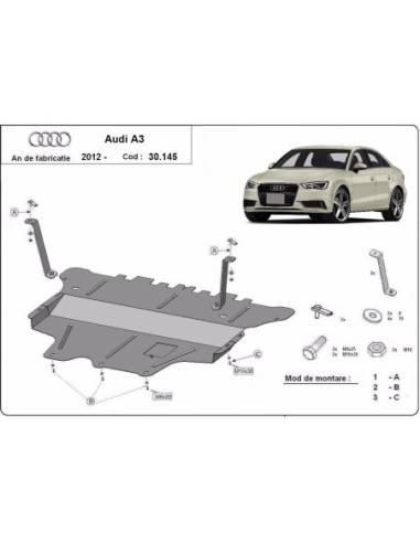 Cubre carter metalico Audi A3 (8V) "30.145" (Desde 2012 hasta 2022)