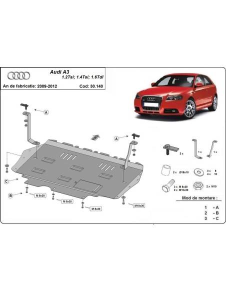 Cubre carter metalico Audi A3 "30.140" (Desde 2008 hasta 2012)
