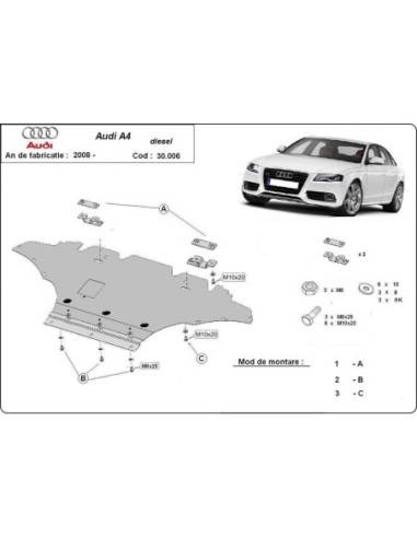 Cubre carter metalico Audi A4 B8,...