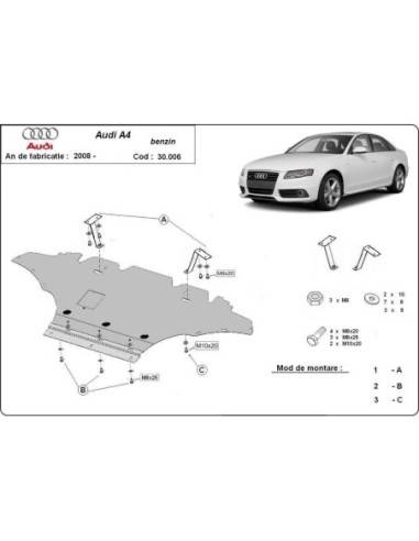 Cubre carter metalico Audi A4 B8 All Road, gasolina "30.006" (Desde 2008 hasta 2014)