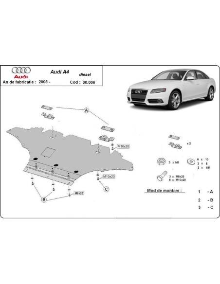 Cubre carter metalico Audi A4 B8 All Road, diesel "30.006" (Desde 2008 hasta 2014)