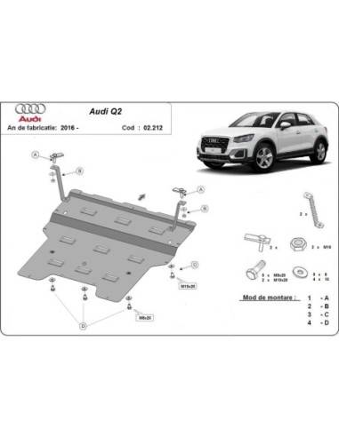 Cubre carter metalico Audi Q2 "02.212" (Desde 2016 hasta 2020)