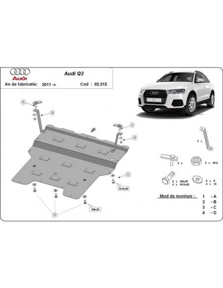 Cubre carter metalico Audi Q3 "02.212" (Desde 2011 hasta 2018)