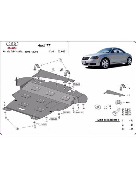 Cubre carter metalico Audi TT "02.015" (Desde 1998 hasta 2006)