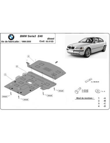 Cubre cárter metálico BMW Serie 3 E46 - Diesel "03.013D" (1998-2005) a medida