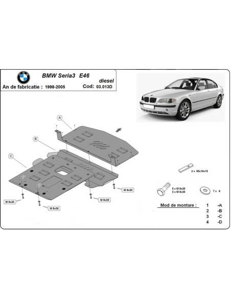 Cubre cárter metálico BMW Serie 3 E46 - Diesel "03.013D" (1998-2005) a medida