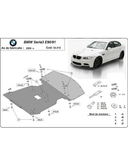 Cubre cárter metálico BMW Serie 3 E90/91 (2004-2011) a medida