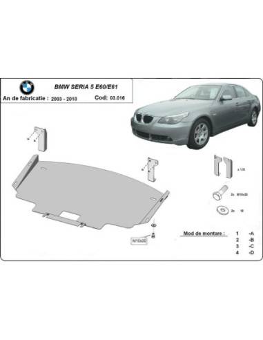 Cubre carter metalico BMW Serie 5 E60/E61 parachoques delantero estándar "03.016" (Desde 2003 hasta 2010)