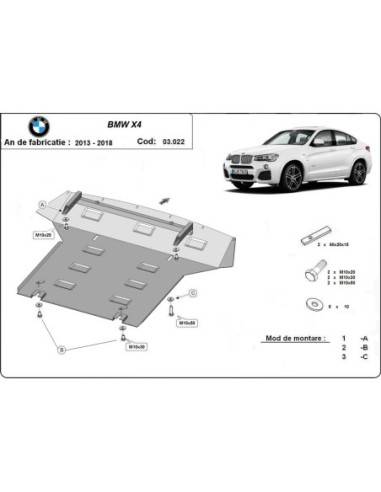 Cubre carter metalico BMW X4 "03.022" (Desde 2014 hasta 2018)