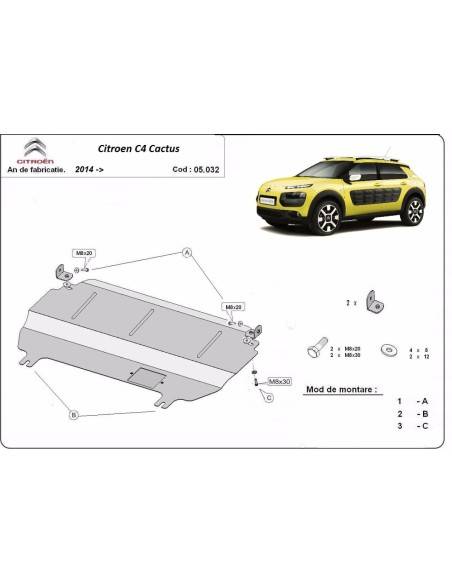 Cubre carter metalico Citroen C4 Cactus "05.032" (Desde 2014 hasta 2022)