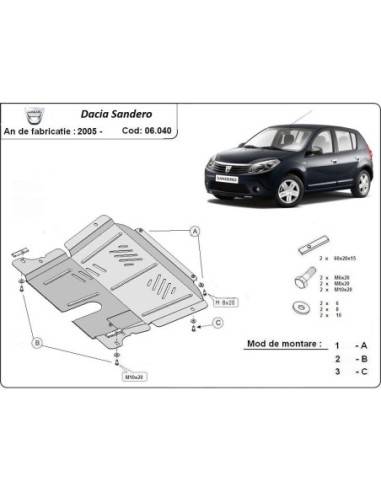 Cubre carter metalico Dacia Sandero "06.040" (Desde 2005 hasta 2012)