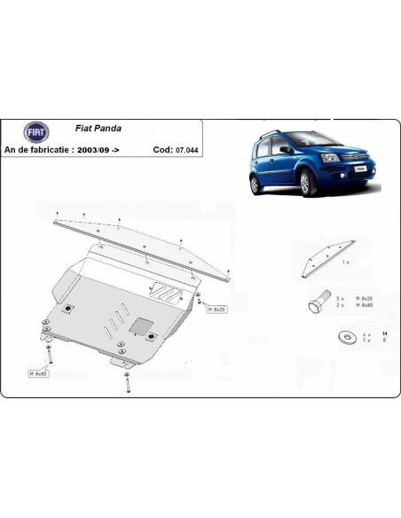 Cubre carter metalico Fiat Panda "07.044" (Desde 2003 hasta 2012)