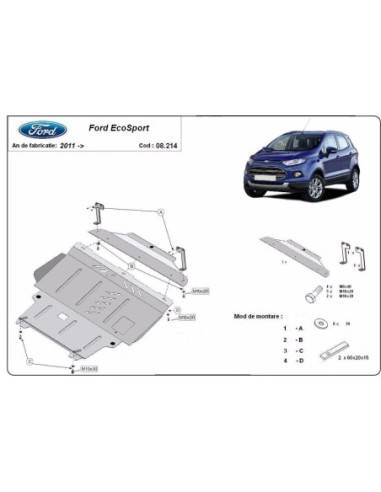 Cubre carter metalico Ford EcoSport "08.214" (Desde 2011 hasta 2017)