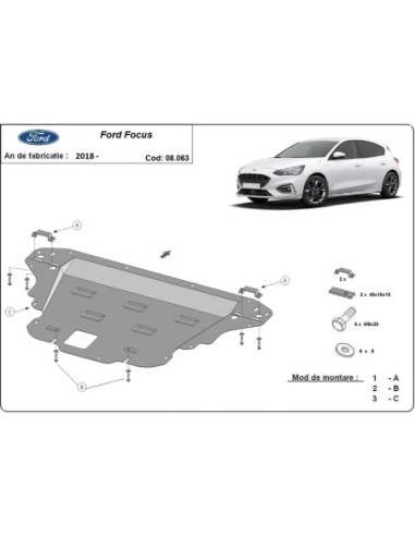 Cubre carter metalico Ford Focus 4 "08.063" (Desde 2018 hasta 2022)