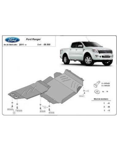 Cubre carter metalico Ford Ranger "08.500" (Desde 2011 hasta 2022)