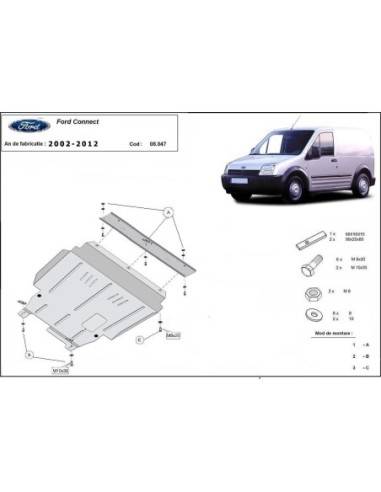 Cubre carter metalico Ford Transit Connect "08.047" (Desde 2002 hasta 2012)
