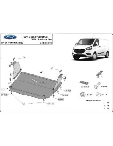 Cubre carter metalico Ford Transit Custom - FWD "08.066" (Desde 2020 hasta 2022)