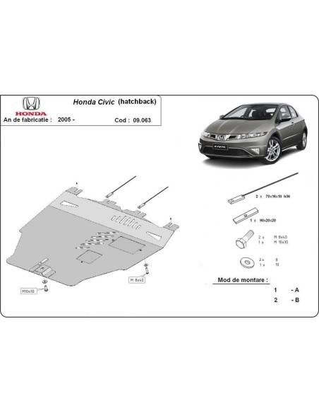 Cubre carter metalico Honda Civic (hayon) "09.063" (Desde 2005 hasta 2015)
