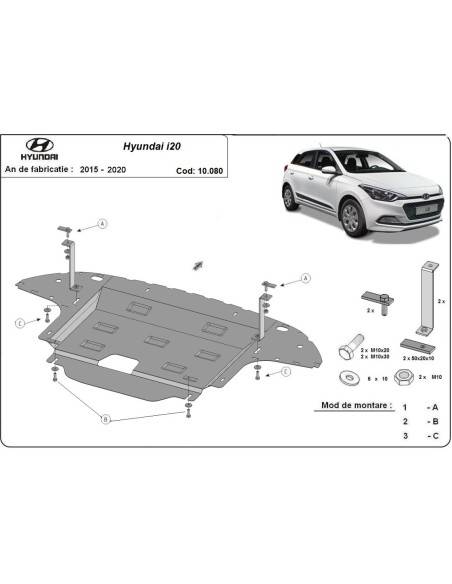 Cubre carter metalico Hyundai i20 "10.080" (Desde 2015 hasta 2020)