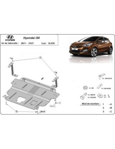 Cubre carter metalico Hyundai i30 "10.076" (Desde 2011 hasta 2014)