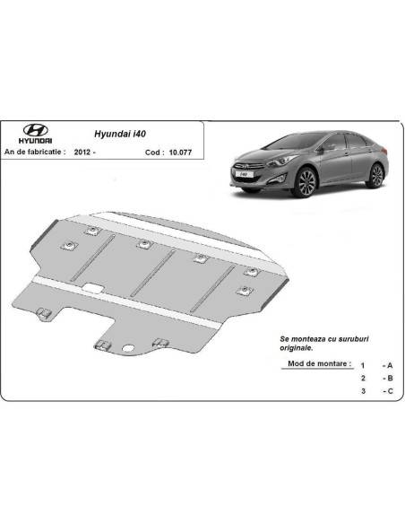 Cubre carter metalico Hyundai i40 "10.077" (Desde 2012 hasta 2015)