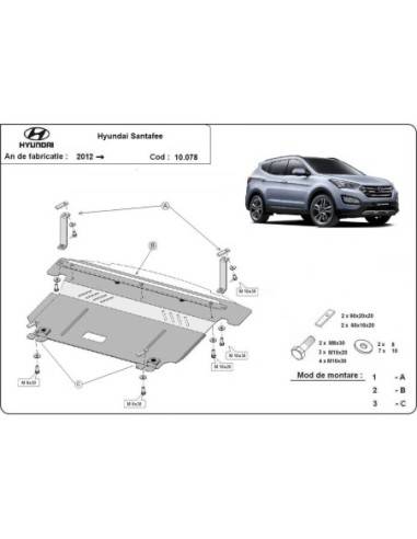 Cubre carter metalico Hyundai Santa Fe "10.078" (Desde 2012 hasta 2018)