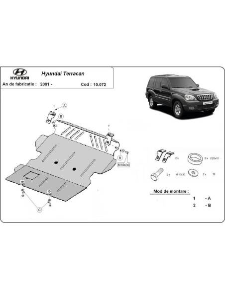 Cubre carter metalico Hyundai Terracan "10.072" (Desde 2001 hasta 2007)