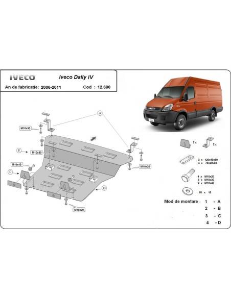 Cubre carter metalico Iveco Daily 4 "12.600" (Desde 2006 hasta 2011)