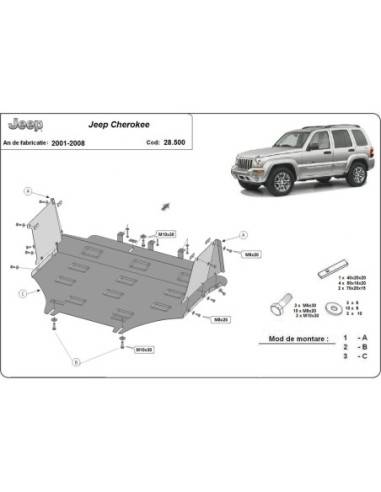 Cubre carter metalico Jeep Cherokee - KJ "28.500" (Desde 2001 hasta 2008)
