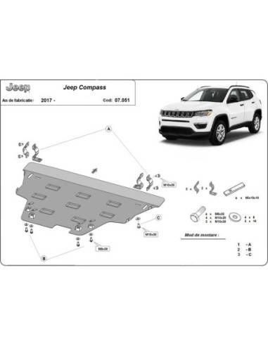 Cubre carter metalico Jeep Compass "07.051" (Desde 2017 hasta 2022)