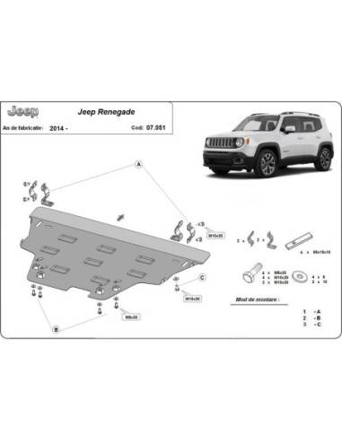 Cubre carter metalico Jeep Renegade "07.051" (Desde 2014 hasta 2022)