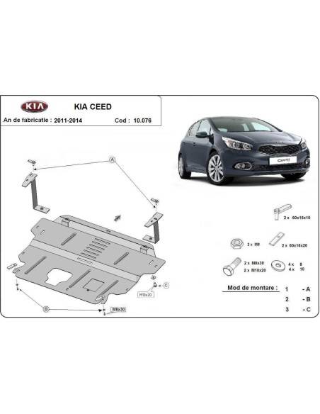 Cubre carter metalico Kia Ceed "10.076" (Desde 2012 hasta 2018)