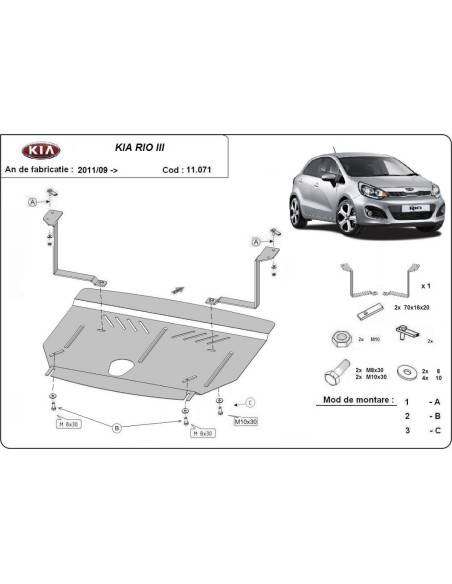 Cubre carter metalico Kia Rio 3 "11.071" (Desde 2011 hasta 2017)