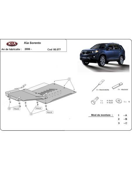Protección de caja de cambios y diferencial Kia Sorento "00.077" (Desde 2006 hasta 2009)