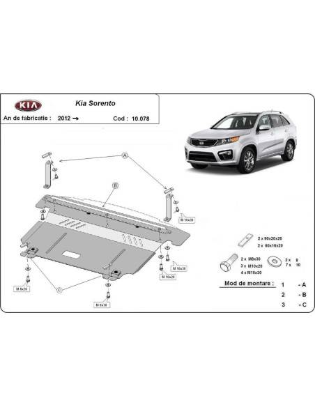Cubre carter metalico Kia Sorento "10.078" (Desde 2012 hasta 2018)