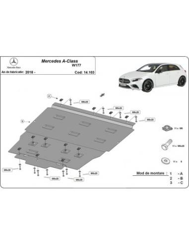 Cubre carter metalico Mercedes Clase A W177 "14.103" (Desde 2018 hasta 2022)