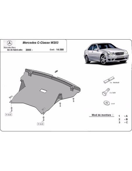 Cubre carter metalico Mercedes Clase C W203 "14.088" (Desde 2000 hasta 2007)