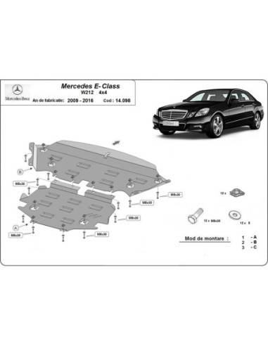 Cubre carter metalico Mercedes Clase E W212 - 4x4 "14.098" (Desde 2009 hasta 2016)