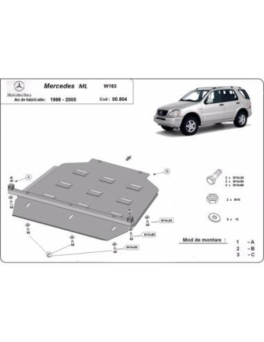 Protección del caja de cambios Mercedes ML W163 "00.804" (Desde 1998 hasta 2005)