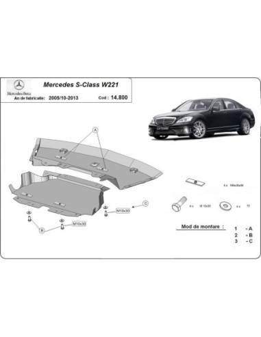 Cubre carter metalico Mercedes Clase S W221 "14.800" (Desde 2005 hasta 2013)