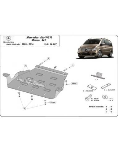 Protección del caja de cambios Mercedes Viano W639 - 2.2 D 4x2 "00.087" (Desde 2003 hasta 2014)