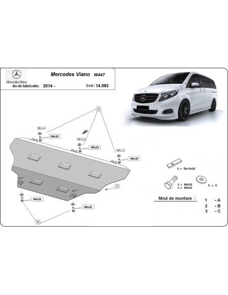 Cubre carter metalico Mercedes Viano W447, 4x2, 1.6 D "14.093" (Desde 2014 hasta 2022)