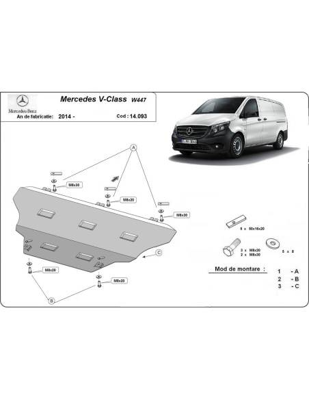 Cubre carter metalico Mercedes Clase V W447, 4x2, 1.6 D "14.093" (Desde 2014 hasta 2022)