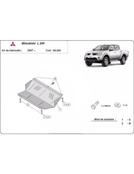 Protector de radiador de acero Mitsubishi L 200 "98.099" (Desde 2005 hasta 2015)