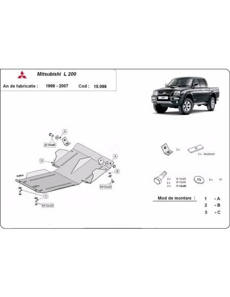 Cubre carter metalico Mitsubishi L200 "15.098" (Desde 1998 hasta 2007)