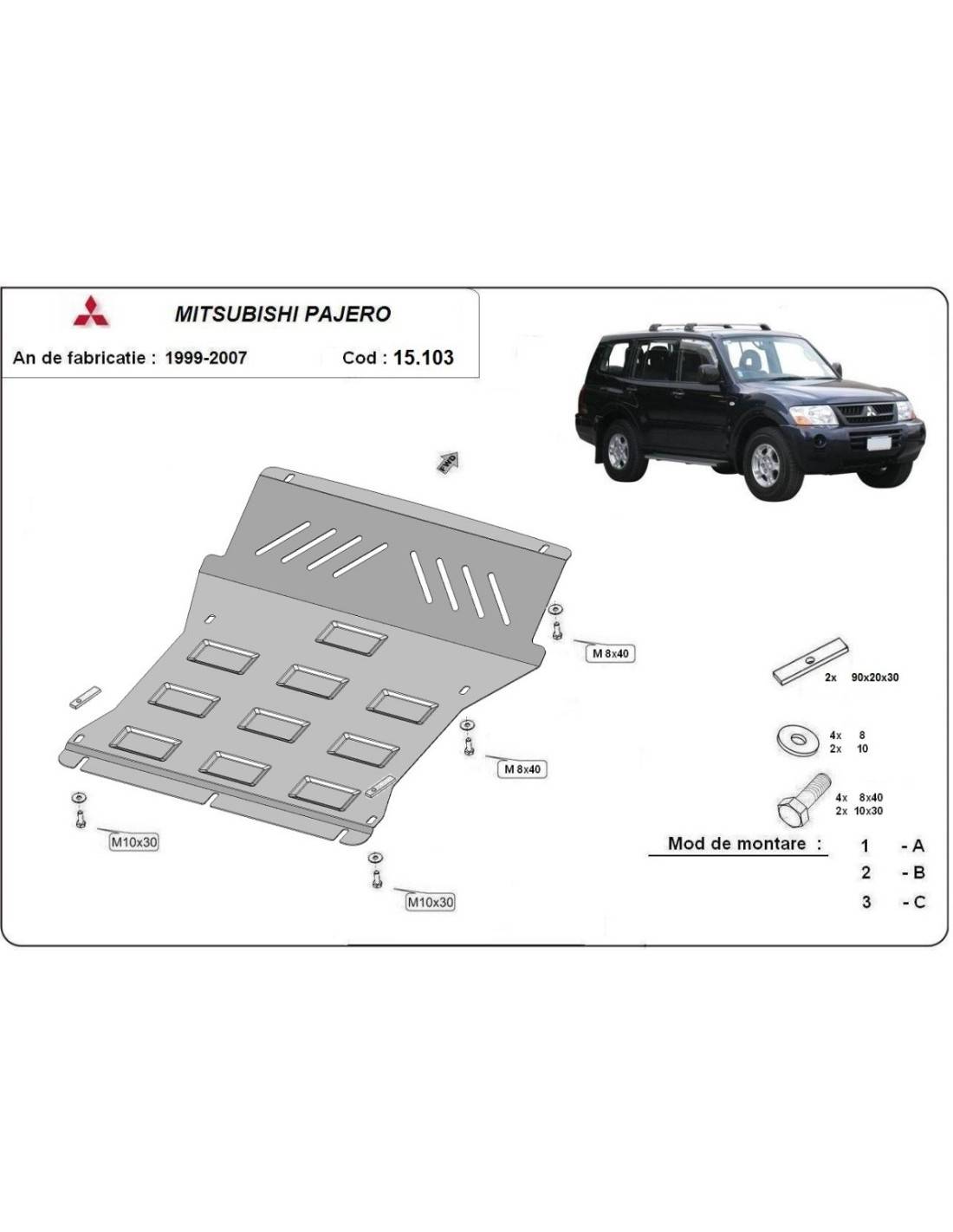 Cubre carter metalico Mitsubishi MonteroPajero Cantelar Cubre carter metalico Mitsubishi MonteroPajero Cantelar