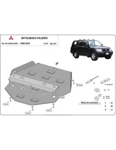 Protección del caja de cambios Mitsubishi Montero 3 (V60, V70) Vers. 2.0 "00.101" (Desde 1999 hasta 2007)